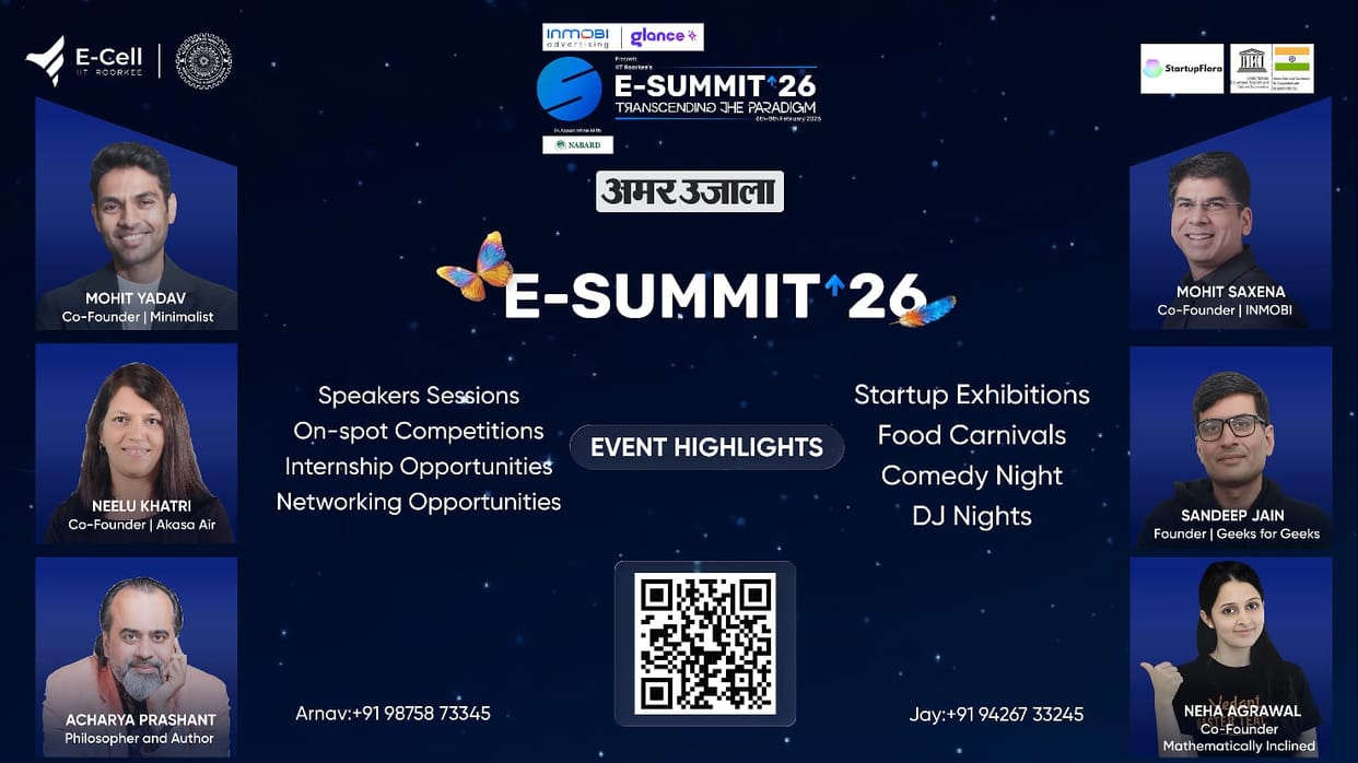 IIT Roorkee E-Summit 2026 from Feb 6-8 with Top Startup Leaders, Workshops and Networking Opportunities
