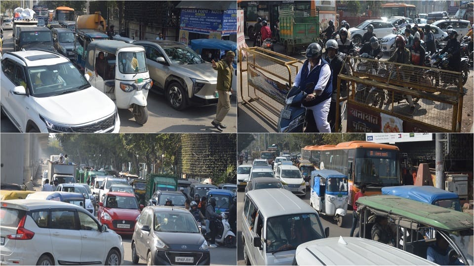 Smart City Agra roads Metro Work Brings Halt MG Road to Fatehabad Choked with Traffic Chaos