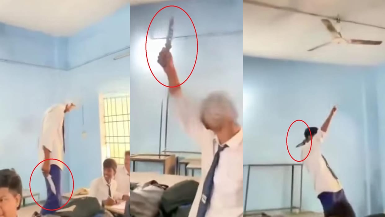 Horrifying video of Raipur government school students brandishing knives in classroom goes viral