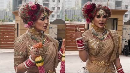 Rakhi Sawant spotted In exotic Bridal LooK Wearing Heavy Makeup and dress video
