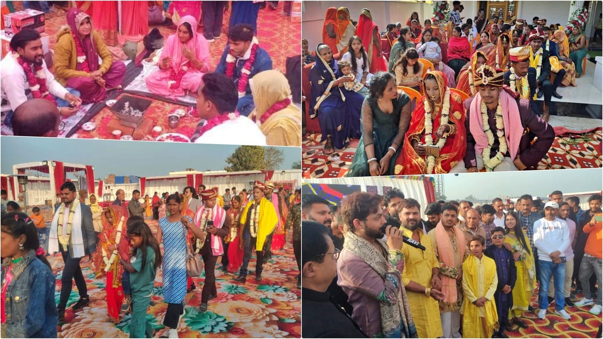Rohtas: Bhojpuri singer duo Ankush-Raja organized mass marriage of 11 girls Khesari Yadav gifted motorcycles
