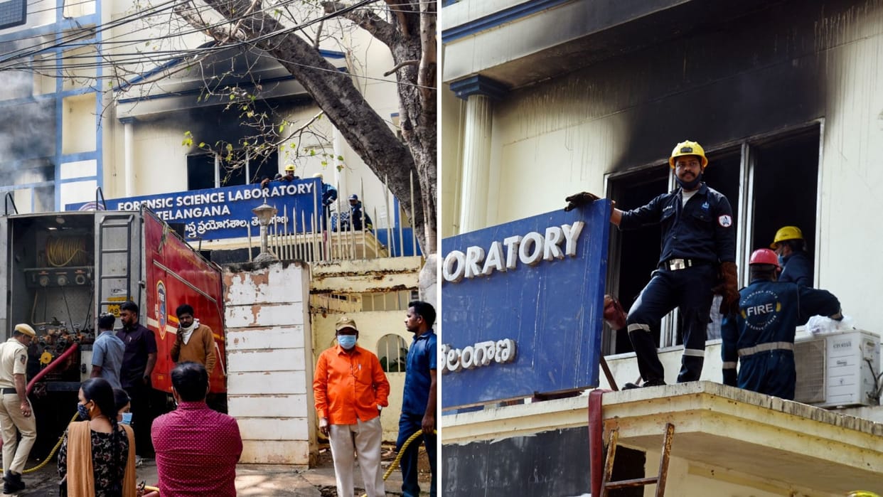 Telangana forensic lab Fire central government seeks explanation under fire over security of evidence