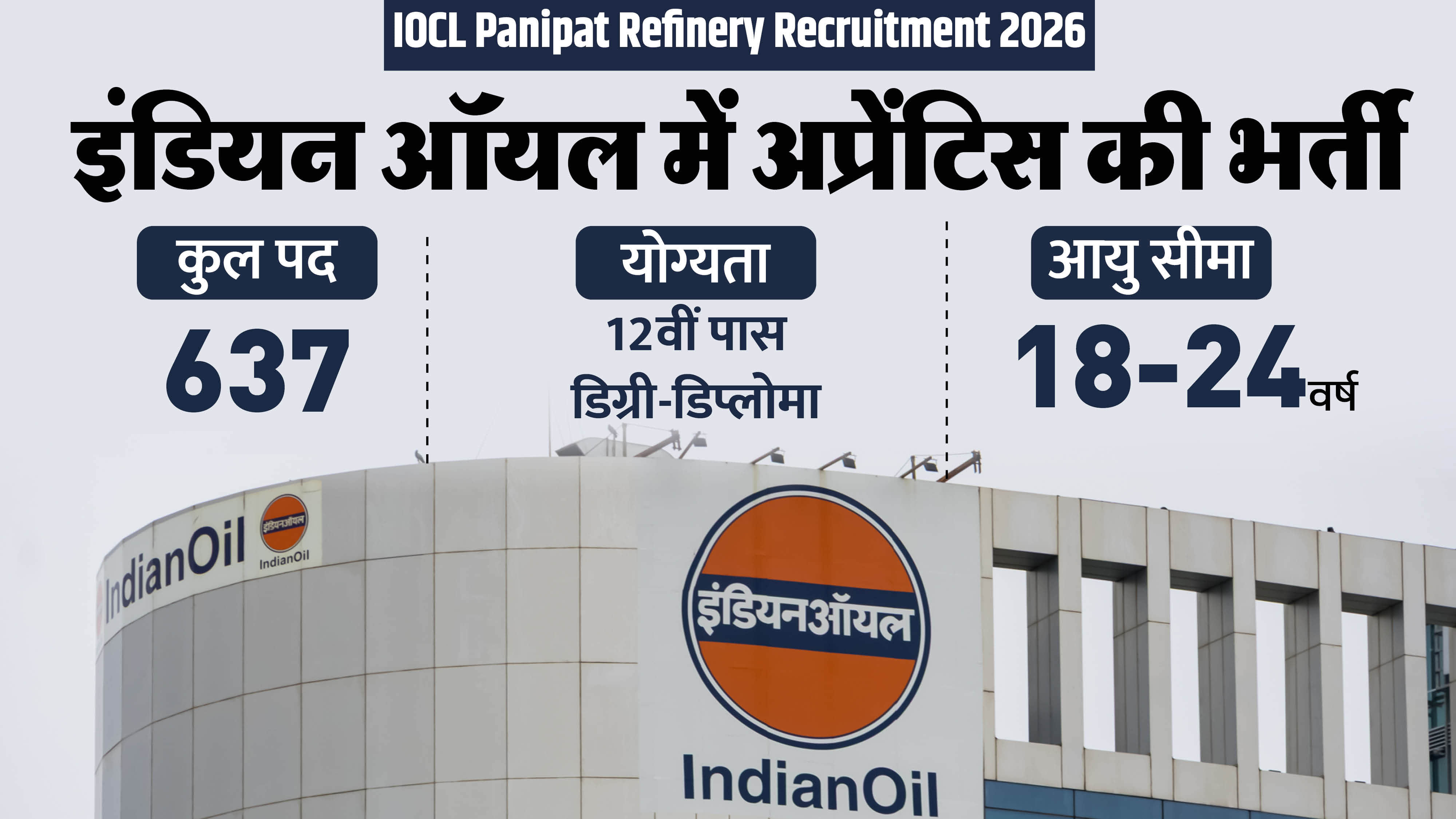 IOCL Apprentice Recruitment 2026: 12th Pass Candidates Can Apply for 637 Jobs, No Exam Required