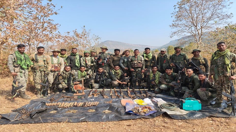 A large cache of Maoist weapons recovered in Gariaband weapons and explosives seized from 6 locations in Chhat