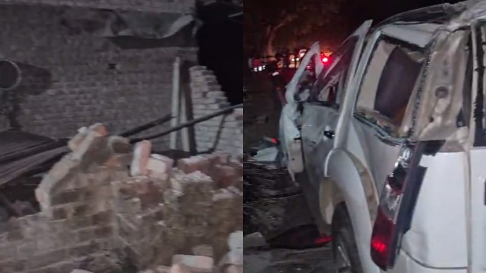 road accident in Samoh car collides with house youth injured