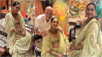 Pregnant Sonam Kapoor flaunted her baby bump in a beautiful lime green lehenga In her baby shower