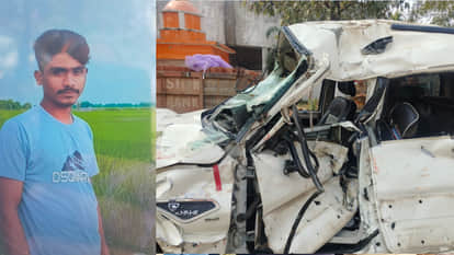 A speeding vehicle overturned in Gauri Bazaar, Deoria; the young man and woman on board were residents of Biha