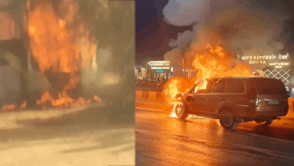 massive fire broke out in bus in Kharora and another fire broke out in car in Raipur