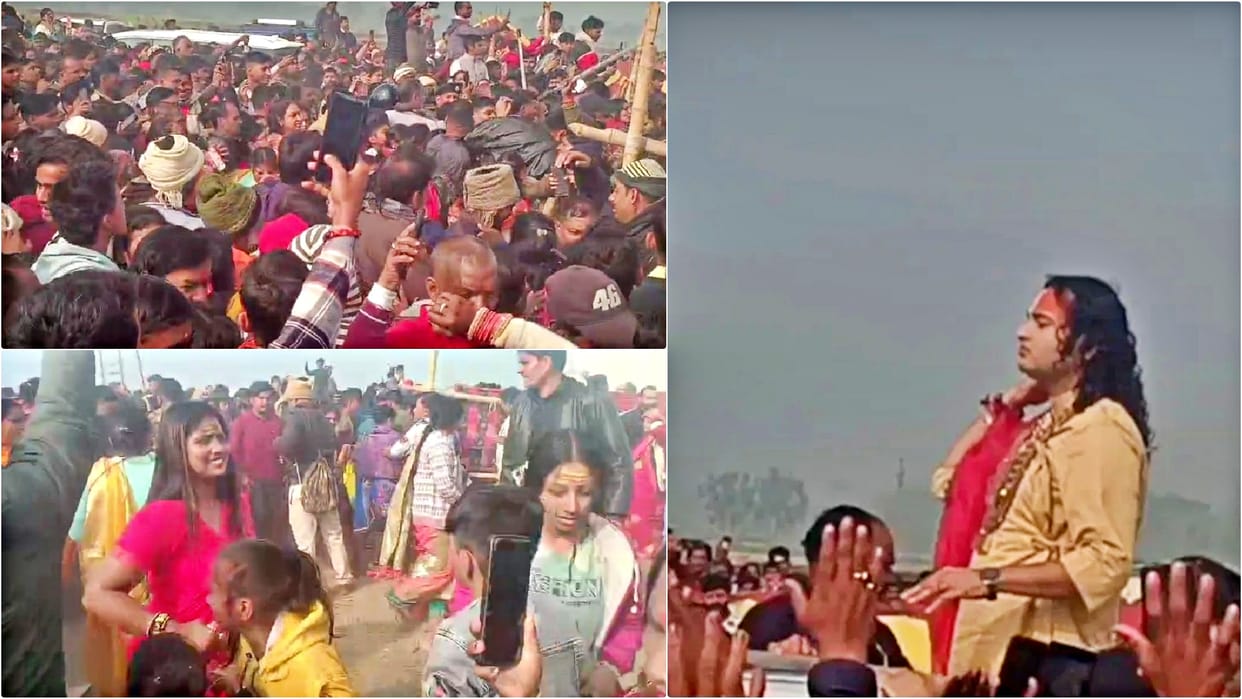 Chaos at Aniruddhacharya's discourse on India-Nepal border, stampede-like situation during satsang in Raxaul