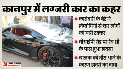 Tobacco businessman son his Lamborghini collided with an auto-rickshaw and Bullet motorcycle In Kanpur