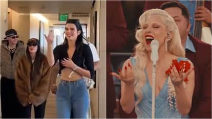 Leonardo Dicaprio Tobey Maguire Dance In Super Bowl Halftime Show Lady Gaga Also Sings