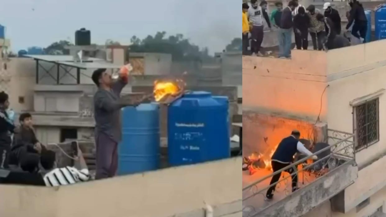 Pakistan Man Blows Fire From Mouth Fire Catches His Face While Performing Stunt In Viral Video