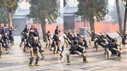 china humanoid robots learning kungfu shaolin temple viral video