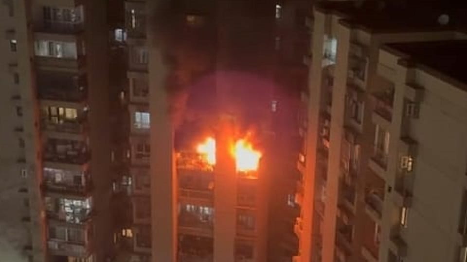 A fire broke out in an apartment in Surajkund police station area of Faridabad late on Monday night