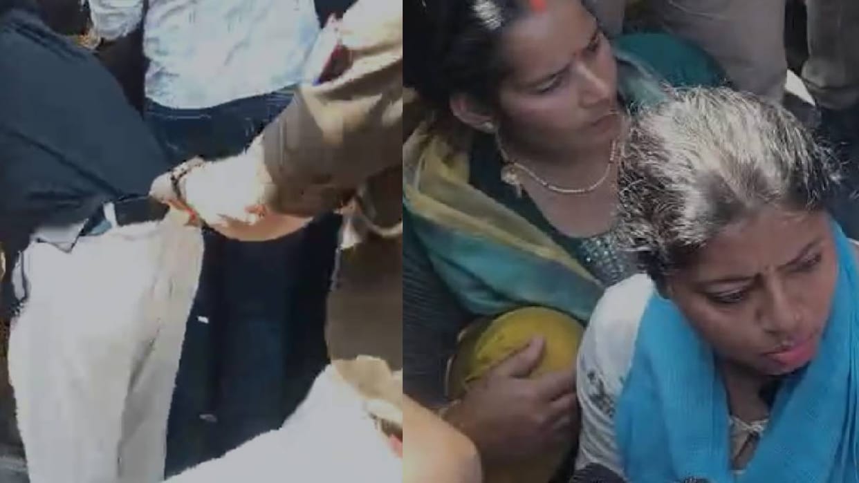 Lucknow: Police clash with Pallavi Patel, who was marching in support of UGC; she sat on a protest on the road