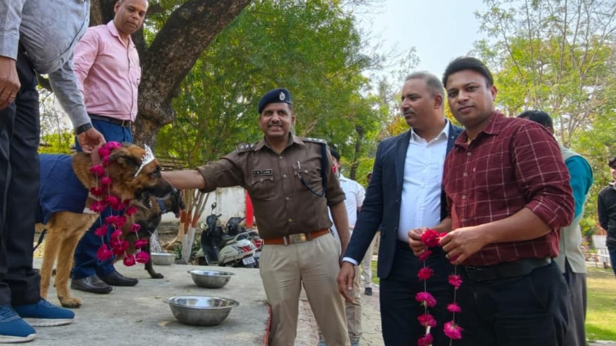 Jhansi: 'Toofan', the RPF sniffer dog, used to catch clues of crime just by smelling them, retired