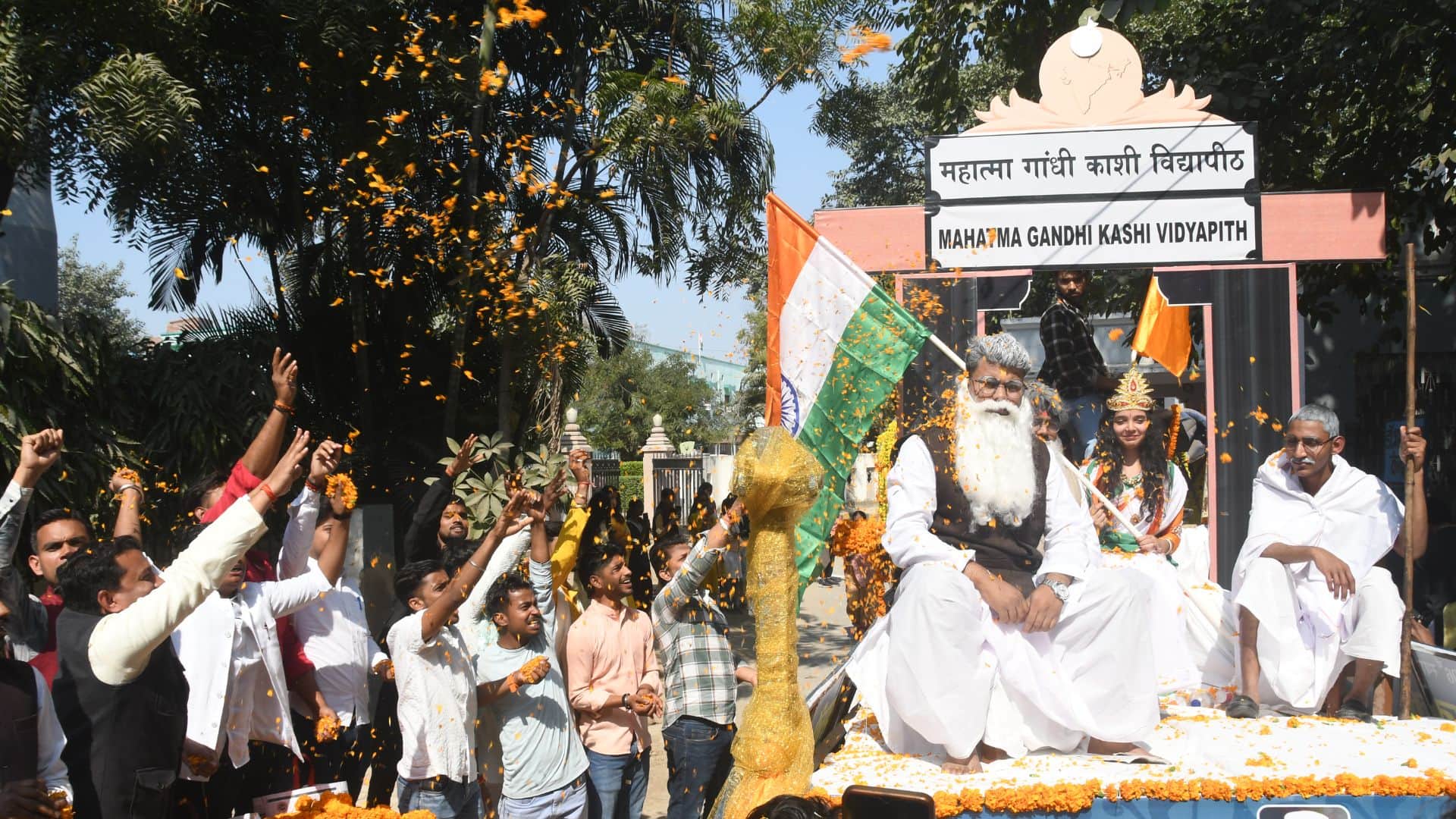 Mahatma Gandhi Kashi Vidyapith 106th foundation day procession with attractive tableaux taken out