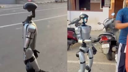 viral humanoid robot begging on road kerala unitree g1 video