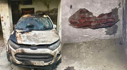 Kanpur Bullies threw bombs at young mans house doused his car with petrol and set it on fire