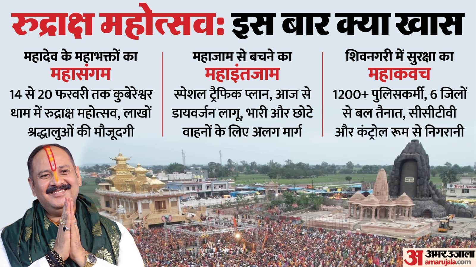 सीहोर के कुबेरेश्वर धाम में शिवरात्रि के अवसर पर महोत्सव हो रहा है।