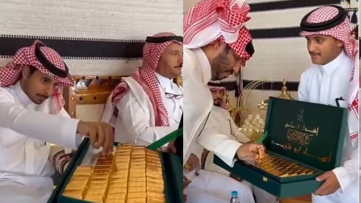 saudi arabia sheikh party video viral on social media gold biscuits are served