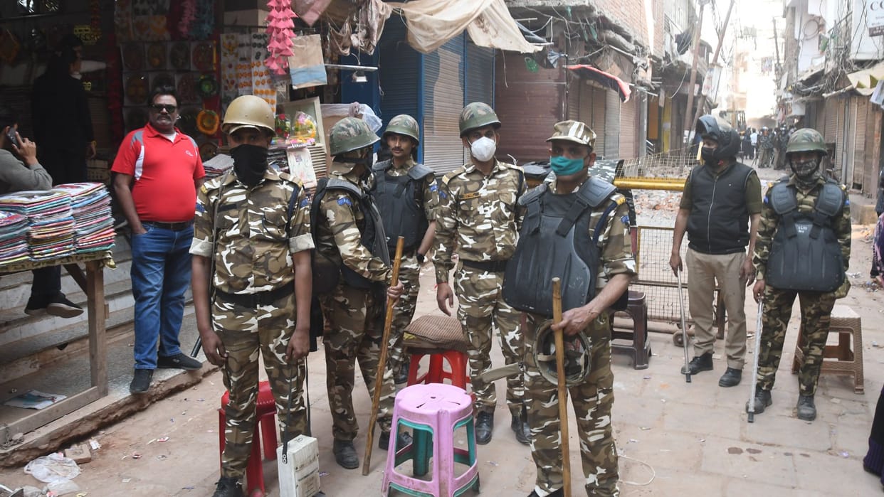 Debris from destroyed houses removed throughout day in Dal Mandi at varanasi