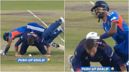 India vs Namibia: Hardik Pandya Gets a Fun Piggyback as Gerhard Erasmus Does Push-Ups, Moment Caught on Camera