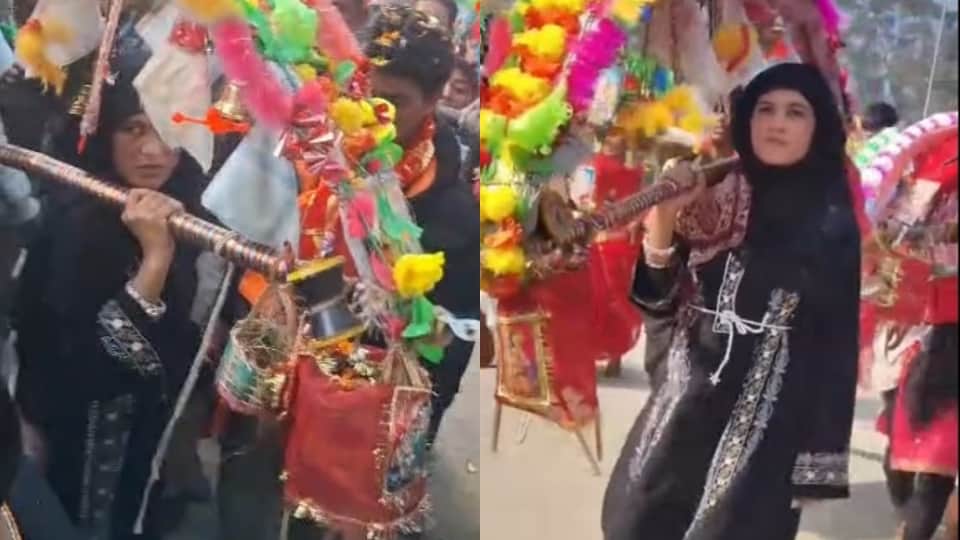 Muslim woman carrying Kanwar from Haridwar she will perform Jalabhishek on Mahashivratri