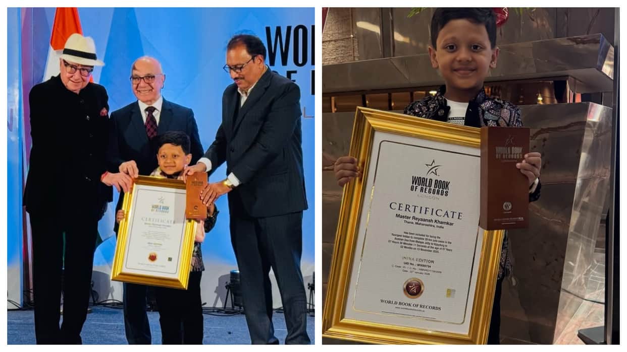 Reyaansh Khamkar young swimmer completed 30 km solo swim in Arabian Sea made world record