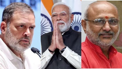 कांग्रेस सांसद राहुल गांधी और पीएम नरेंद्र मोदी और उपराष्ट्रपति राधाकृष्णन