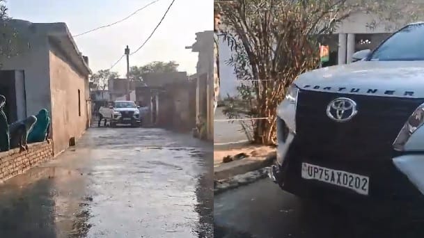 Auraiya former ministers car passed through road under construction Officials remained silent