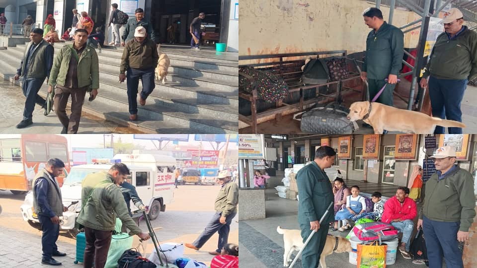 मथुरा में चेकिंग करती पुलिस।