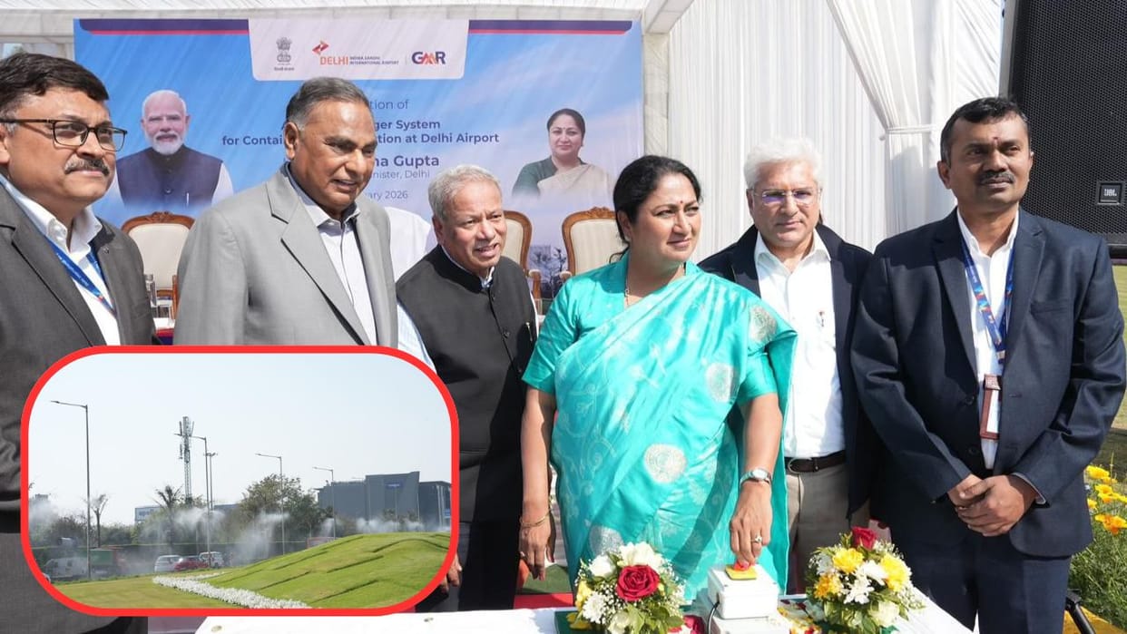 CM Rekha gupta inaugurated 120 mist spray systems at IGI Airport in delhi