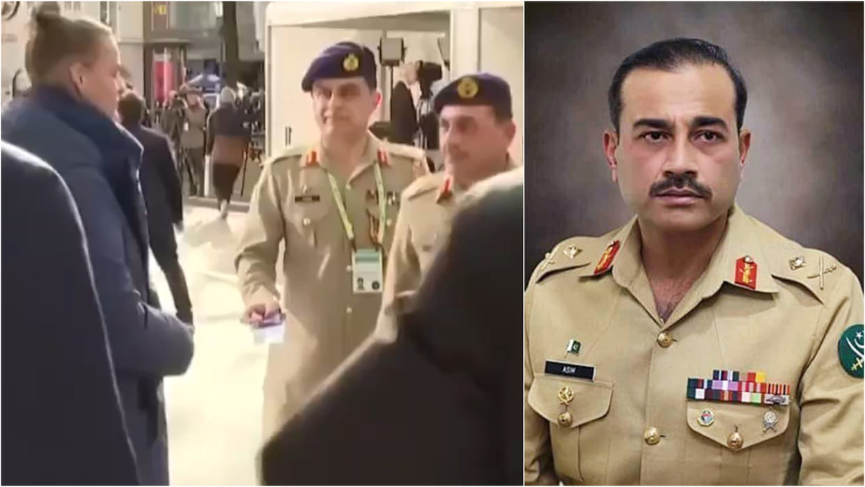 Security officer stopped Pakistan Asim Munir over his identity card at event in Munich Germany video viral