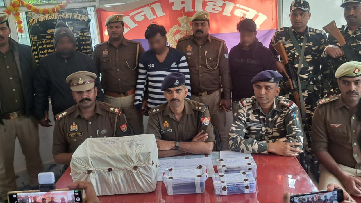 Three people, including a Nepali, were caught with 119 vials of codeine cough syrup and drugs in Siddharthnaga