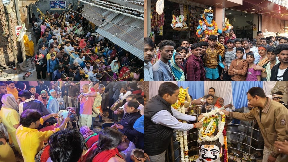 Crowds of devotees gathered in Mathura on Mahashivratri