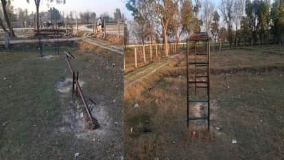 Condition of equipment of open gym in Hathras