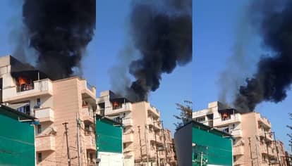 Kanpur Fire broke out on the rooftop of Sai Villa Apartment people were scared seeing the smoke
