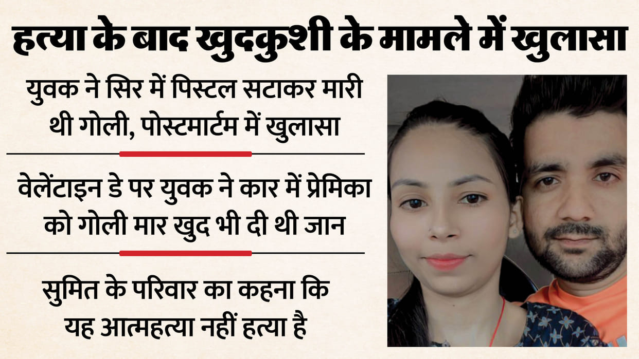 Young man shot his girlfriend in car and then suicide Both shot with a pistol pointed at their heads IN noida