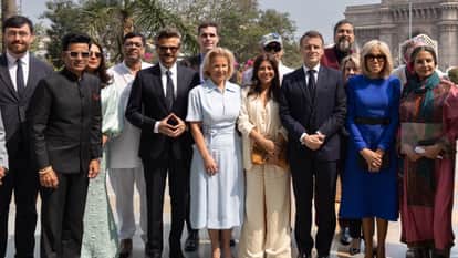 French President Emmanuel Macron meets Shabana Azmi And Other Bollywood Stars