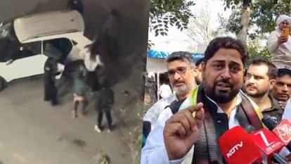 A young man and woman were beaten with baseball bats after a dispute over honking