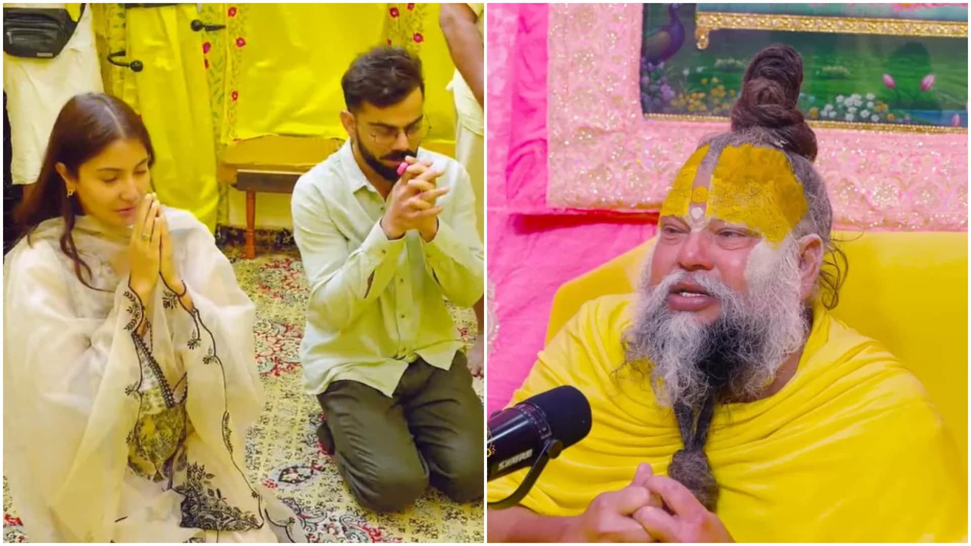 Virat Kohli and Anushka Sharma Seek Blessing of Premanand Maharaj in Vrindavan; Spotted Sitting Among devotees