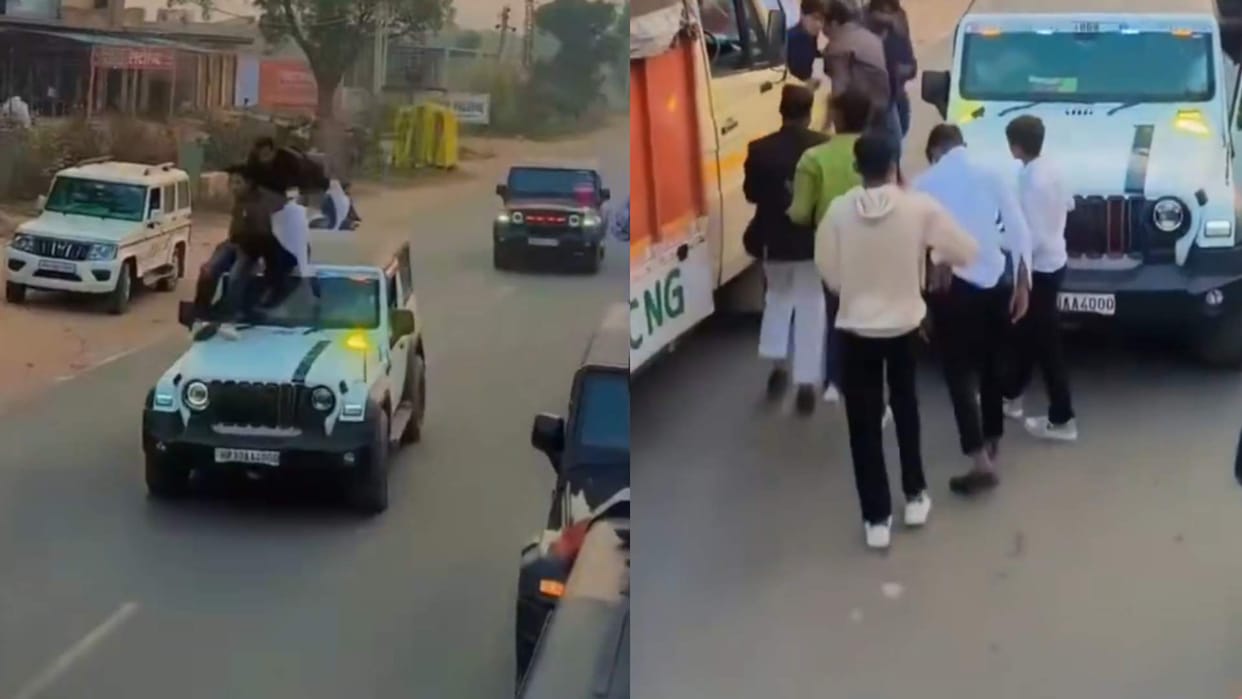 Four boys perform stunts while standing on the bonnet of a moving car video goes viral
