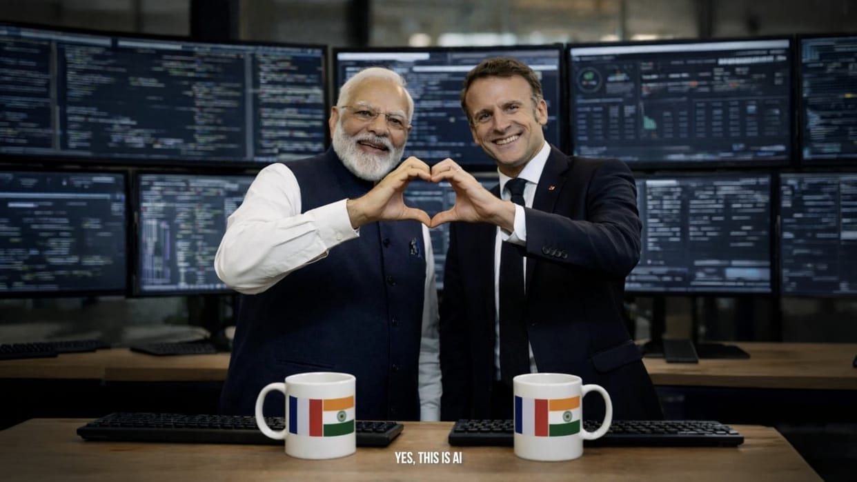 French President Emmanuel Macron Shares AI Image with PM Modi Ahead of AI Impact Summit