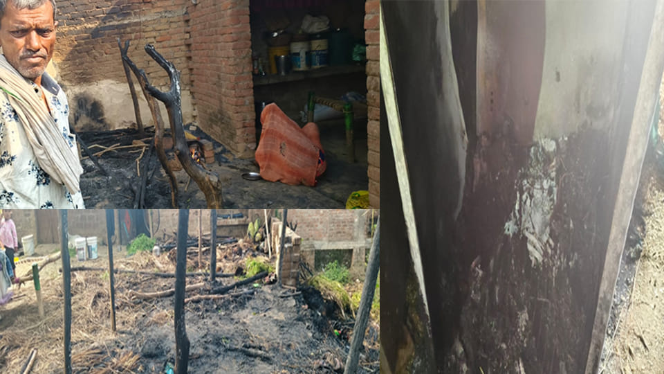Auraiya: HT line wires touched LT lines, causing fire in houses, scorching two people