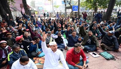 More than six hundred employees took to the streets demanding equal pay in haldwani