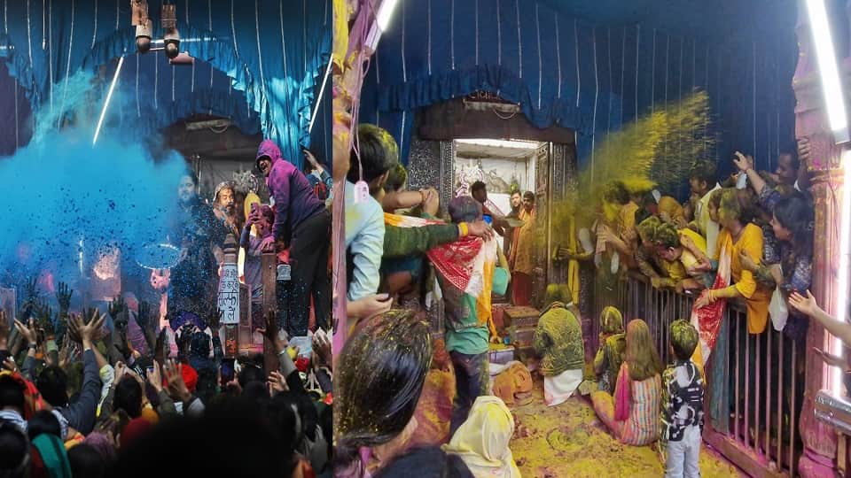 Devotees played Holi with Thakurji at Shri Radhavallabh Temple in Vrindavan