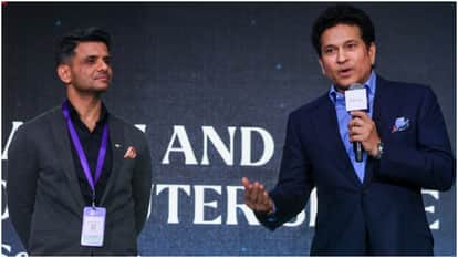 Indian Astronaut Shubhanshu Shukla Felicitates Sachin Tendulkar at Climate Change Event in Mumbai