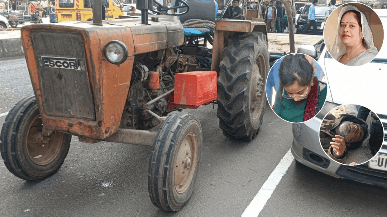 speeding tractor hit four pedestrians on Delhi-Meerut road