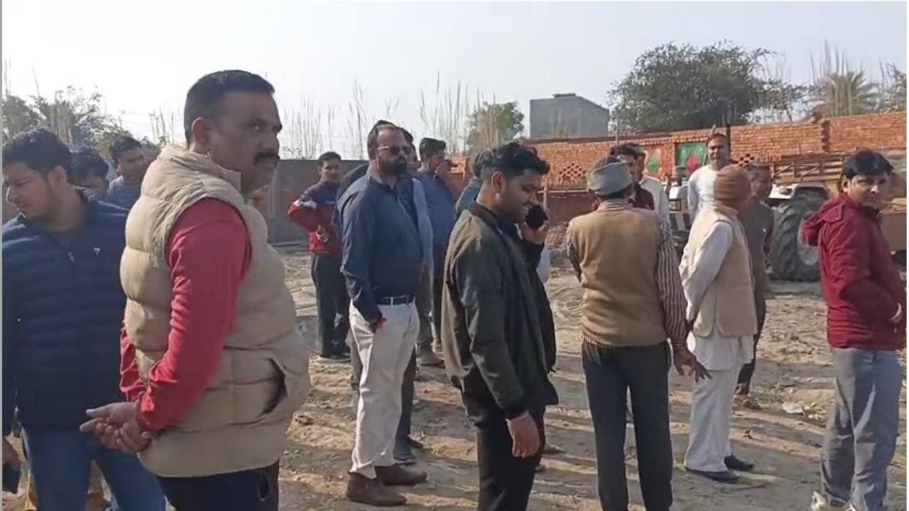 Villagers protest against construction on burial ground of dead children in hapur